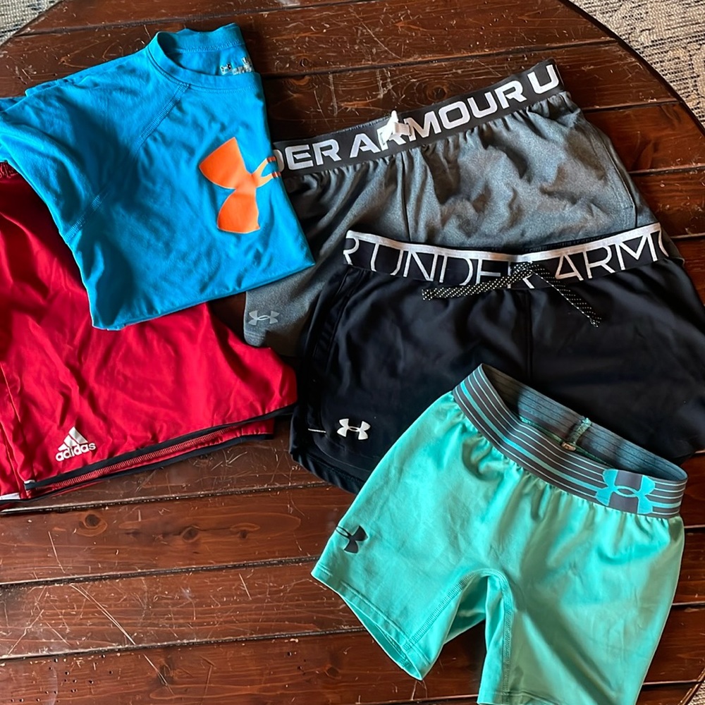 Youth Medium/Large combo pack plus Adidas athletic shorts.